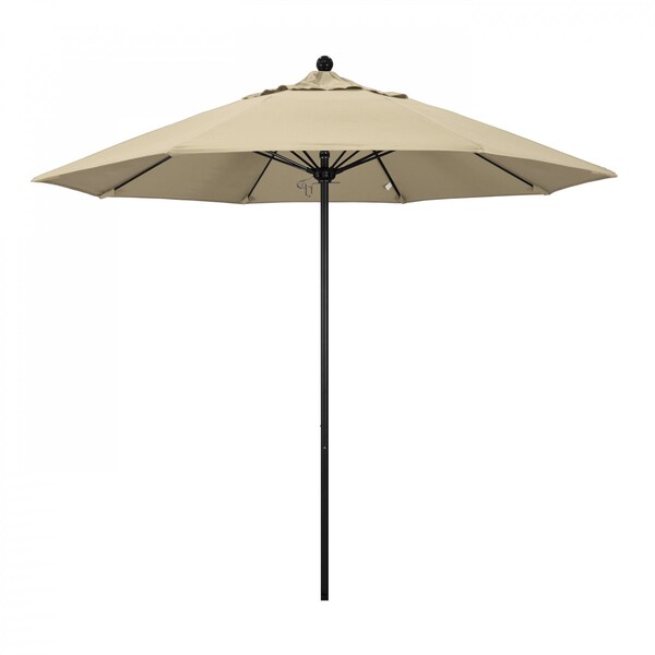 California Umbrella 9' Black Aluminum Market Patio Umbrella, Sunbrella Antique Beige 194061335284 - main